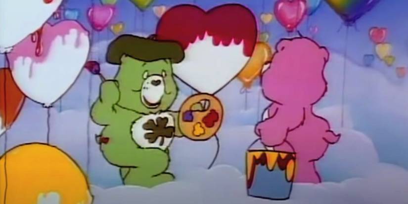 Good Luck bear holding paints