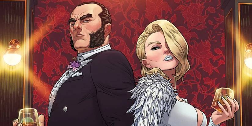 Sebastian Shaw and Emma Frost, from the Hellfire Club, posing together