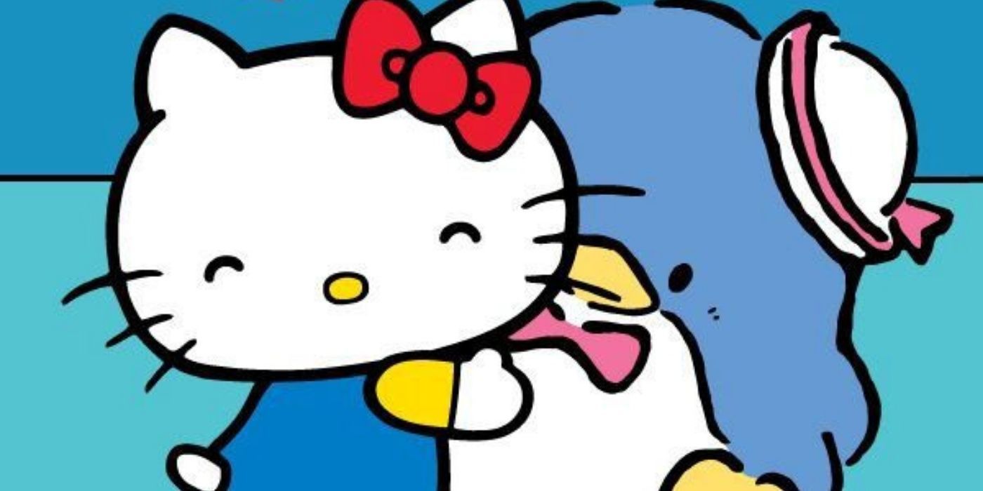 Hello Kitty hugging Tuxedo Sam.