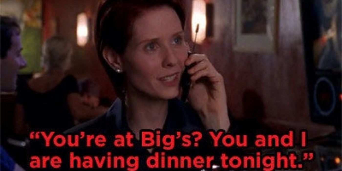 Miranda calls Carrie about dinner on SATC