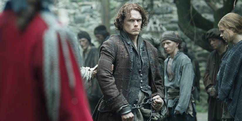 Jamie at Ardsmuir in a flashback in Outlander season 6