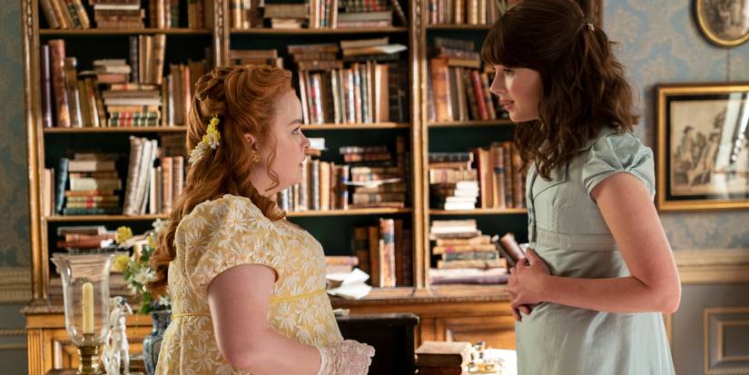 Penelope and Eloise talking in Bridgerton Season 2.