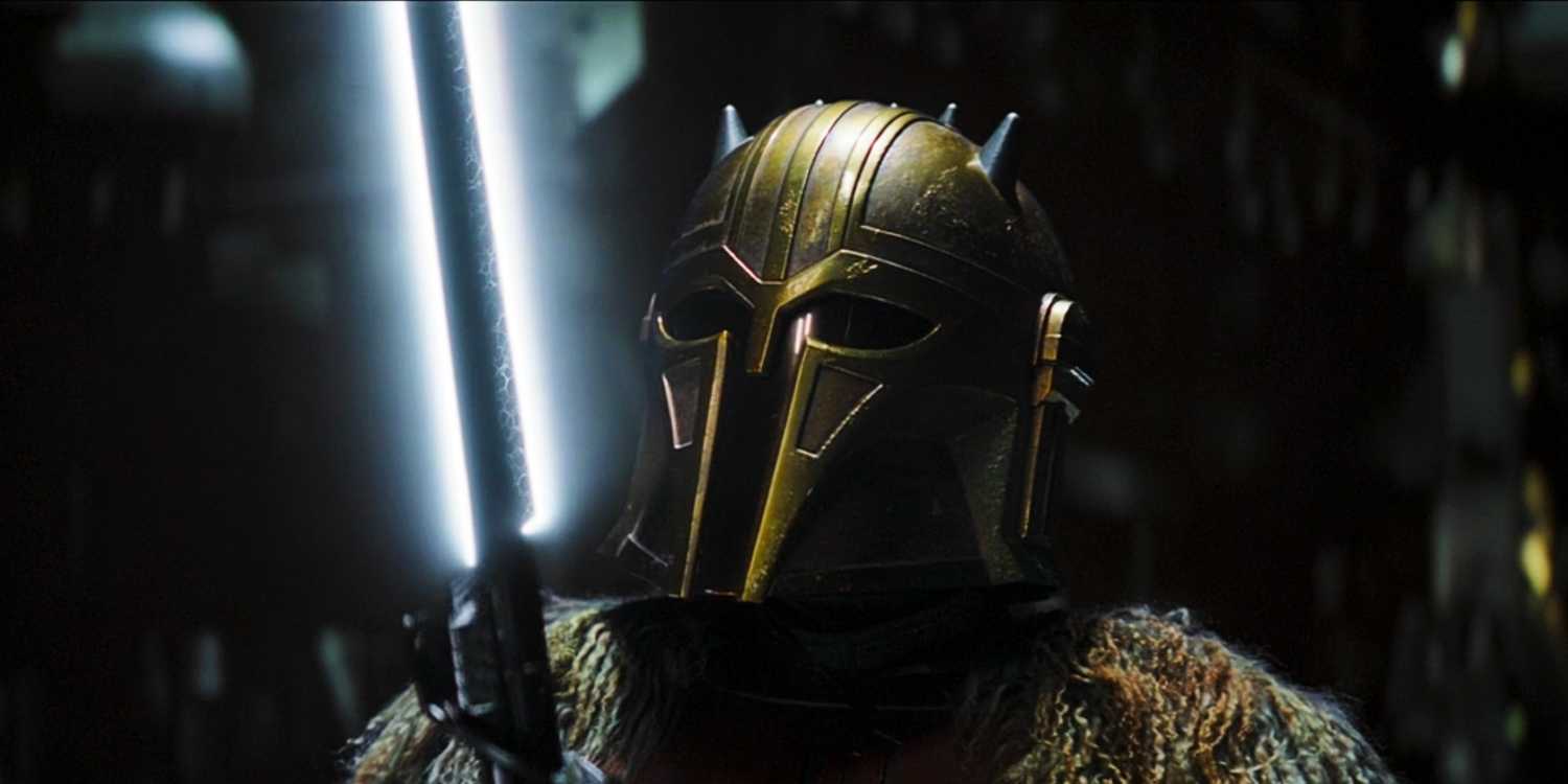 The Armorer in The Book of Boba Fett holding the Darksaber