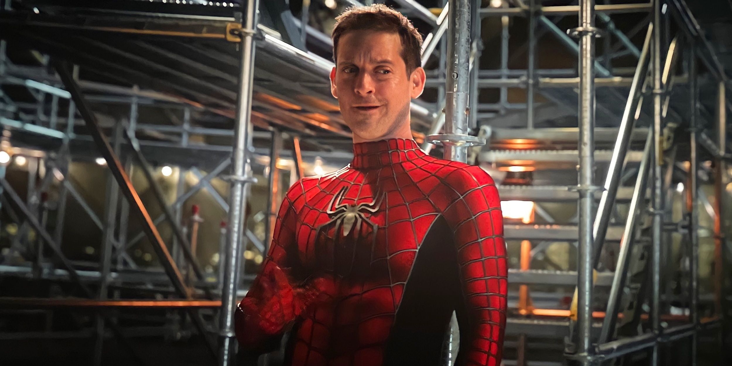 Tobey Maguire smirking in Spider Man No Way Home