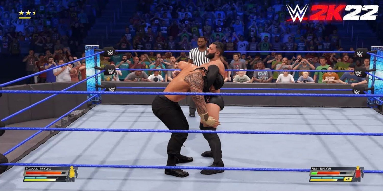 WWE 2K22 Fin Balor Fighting Roman Reigns