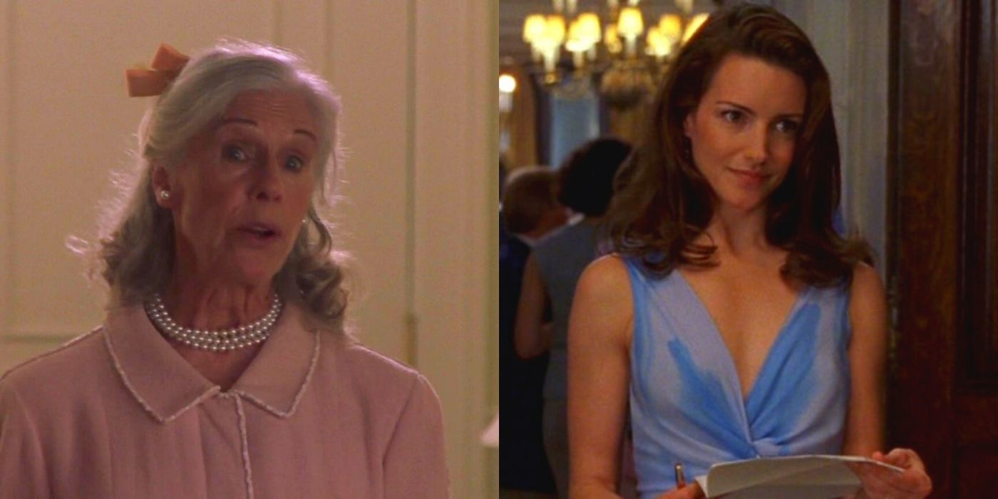A split image of Charlotte negotiating with Bunny on SATC