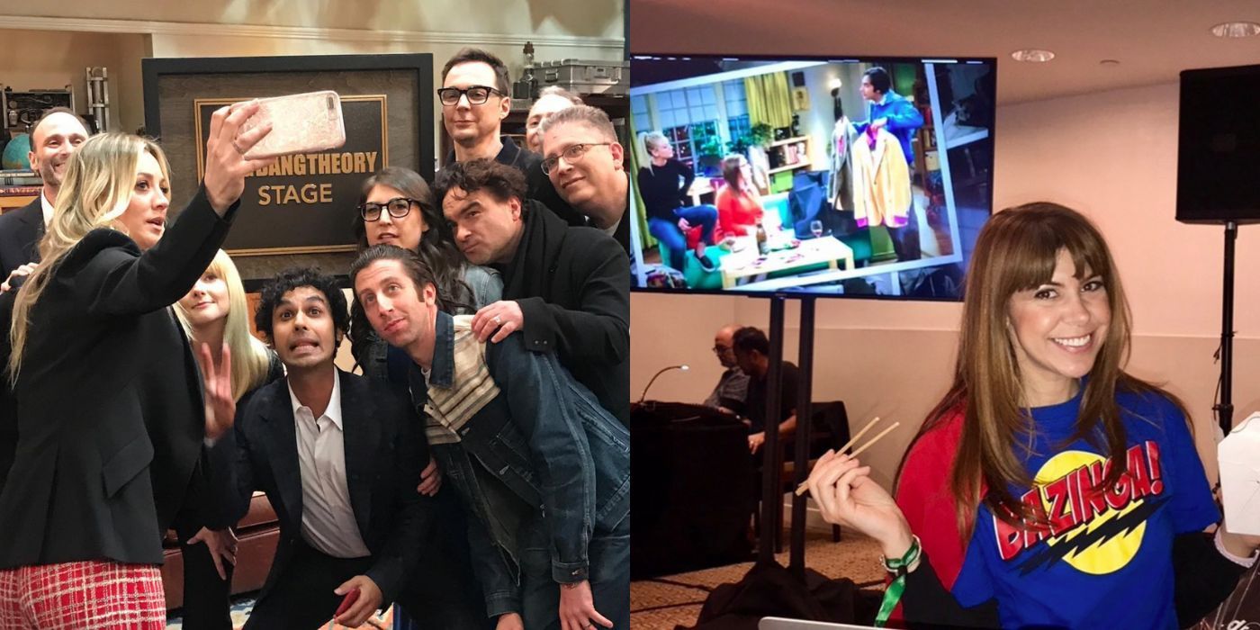 A split image of the new the cast of TBBT behind the scenes and writer Jessica Radolff