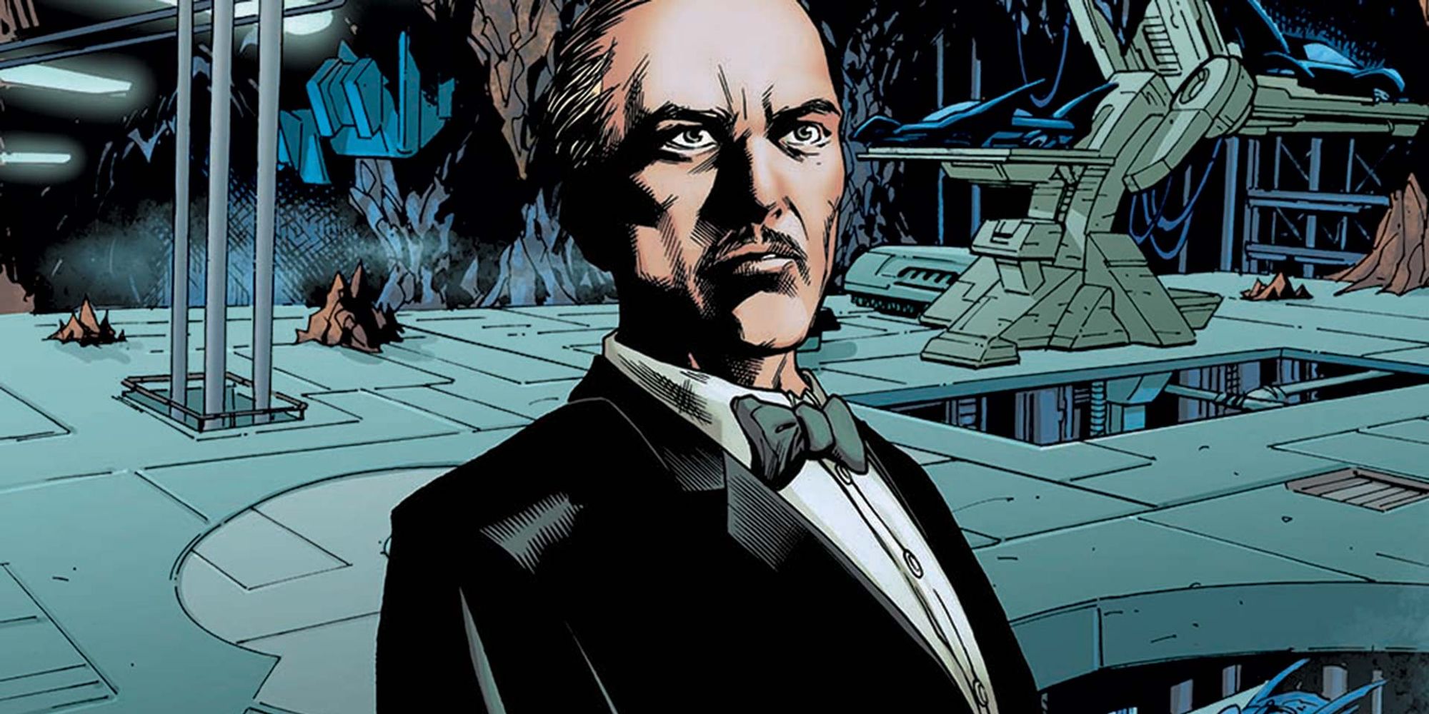 Alfred Pennyworth inside the Batcave in DC comics