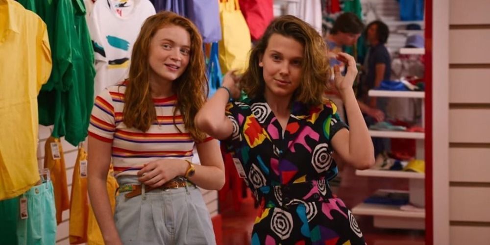 An image of Max and Eleven shopping in Stranger Things