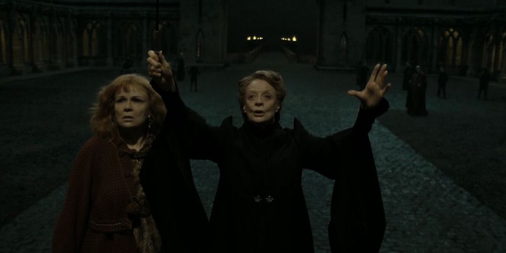 An image of Professor McGonagall casting a spell in Harry Potter