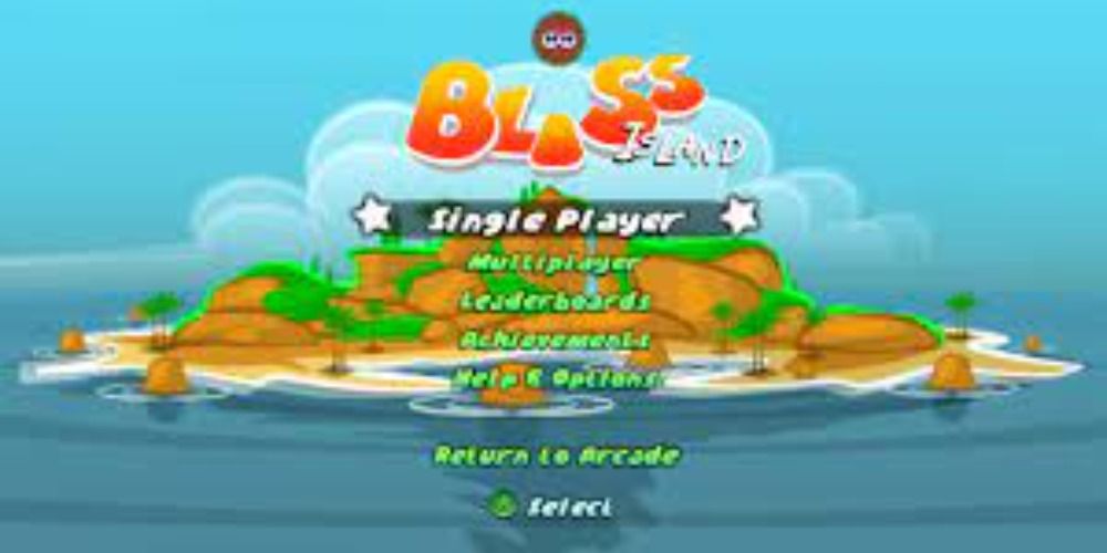 An image of the Bliss Island start up screen