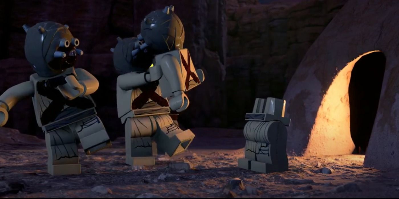 Anakin finds Shmi and kills Tusken Raiders in LEGO Star Wars The Skywalker Saga