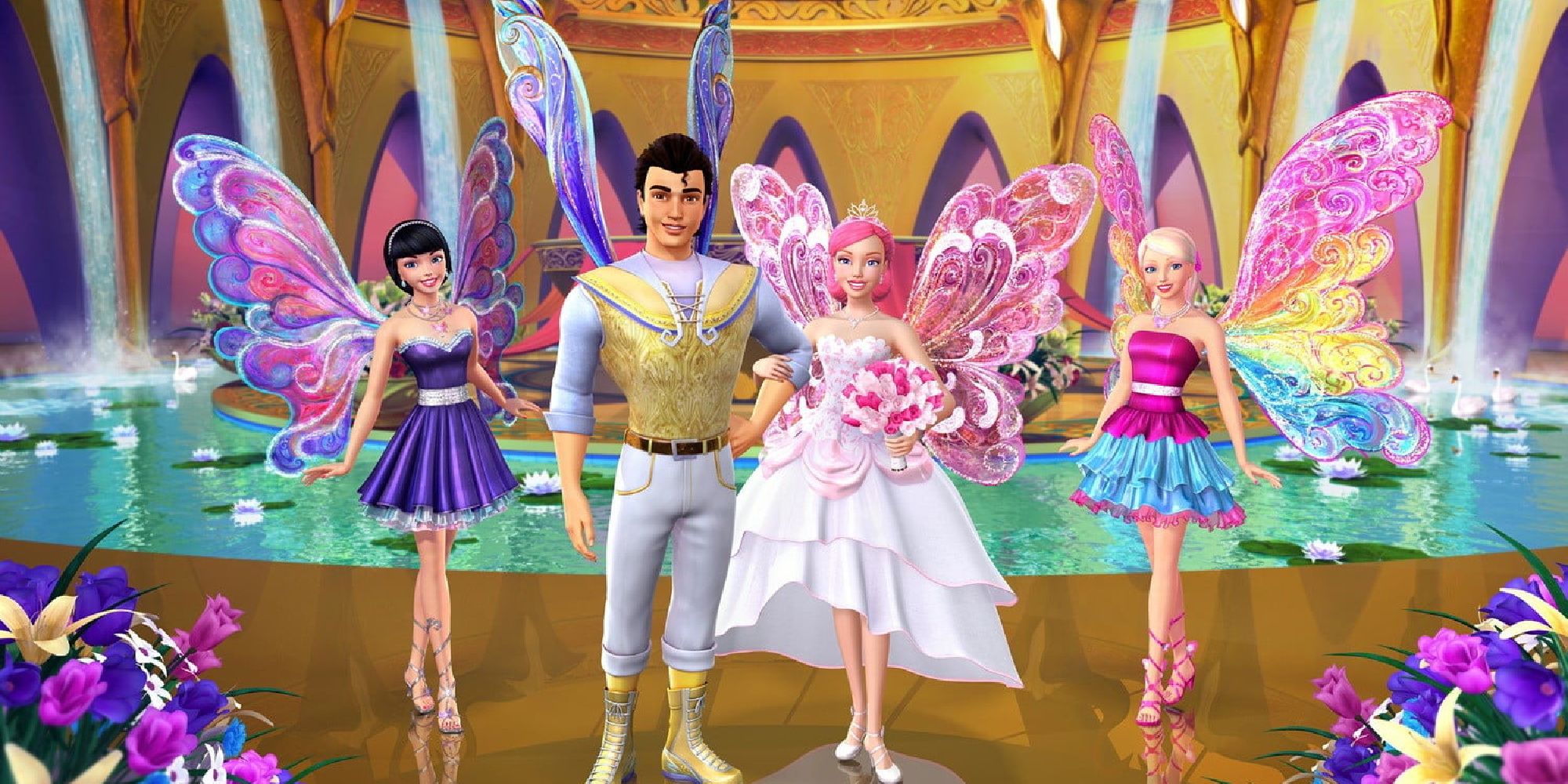 Barbie and the rest of the cast of A Fairy Secret