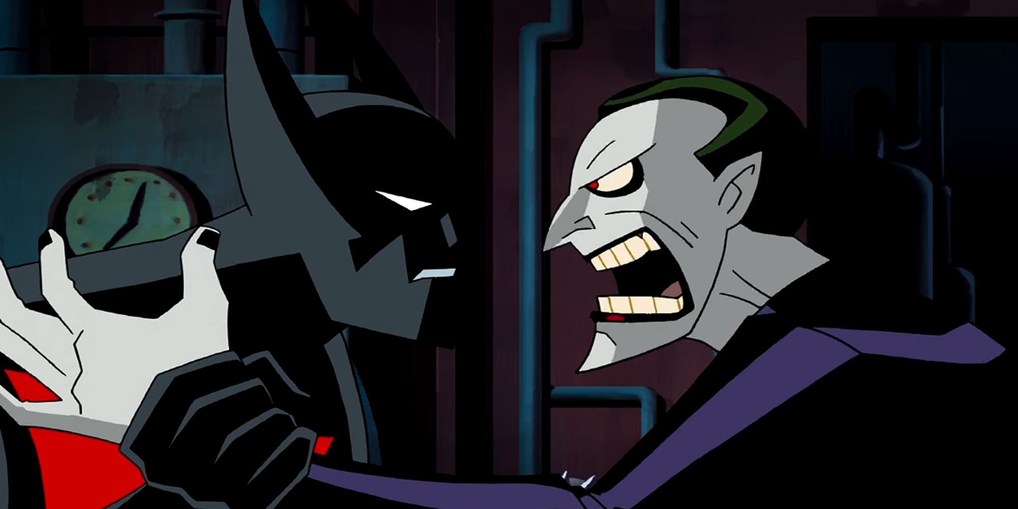 Batman Beyond confronting The Joker in Batman Beyond Return Of The Joker