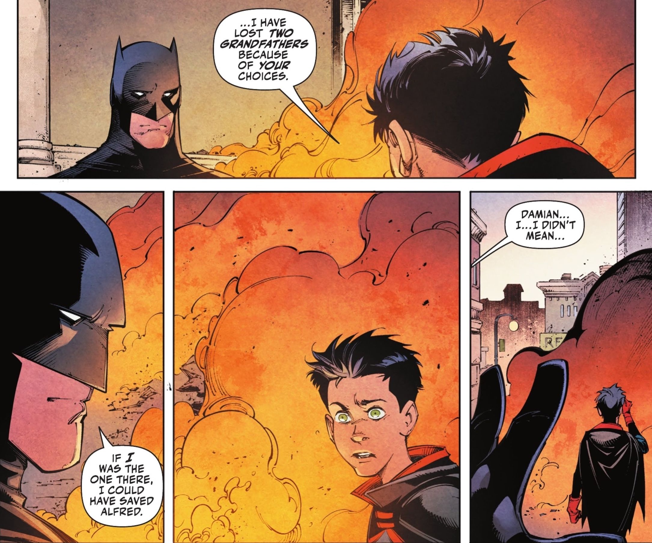 Batman Talks To Robin About Alfred And Pushes Him Away