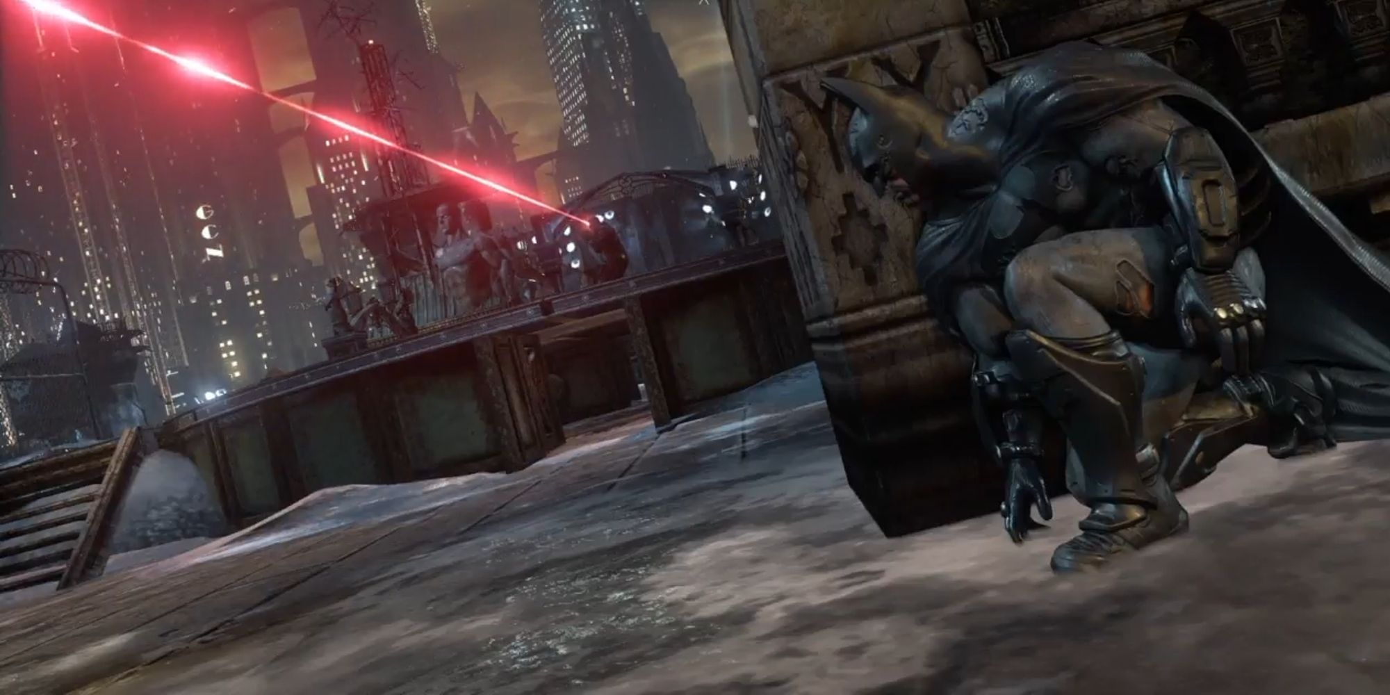 Batman stalking Deadshot in Batman Arkham City