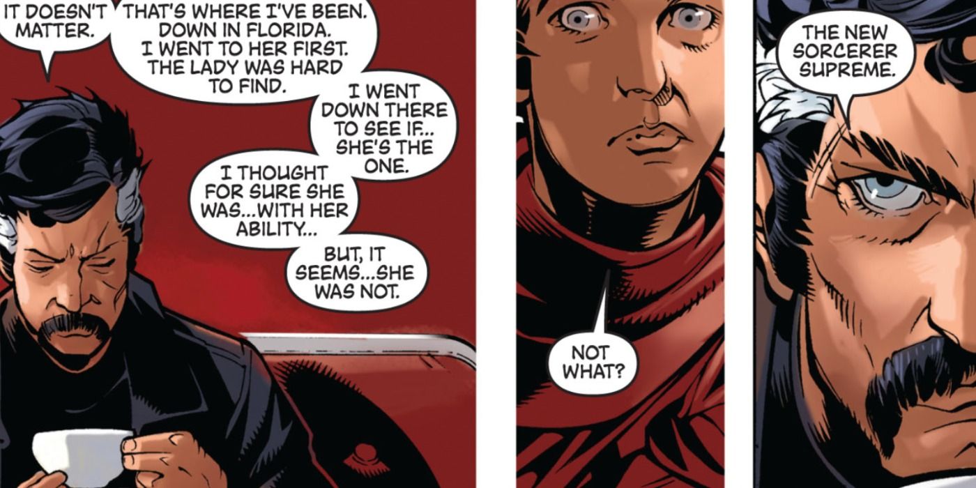 Doctor Strange talks to Wiccan in Marvel Comics.