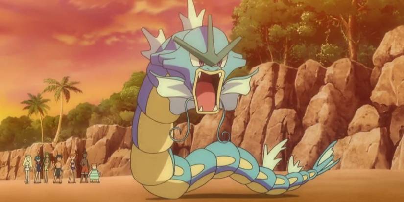 Misty's Gyarados on the beach of Alola in Pokemon Sun and Moon