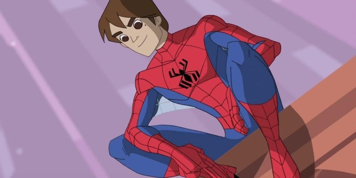Spectacular Spider Man smiling on a rooftop Cropped