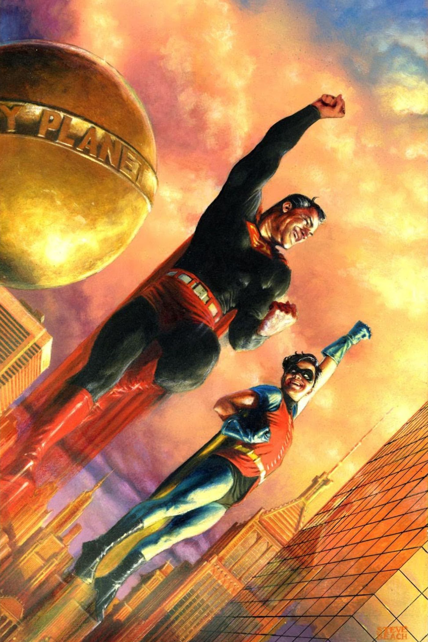 Superman and Superboy in Metropolis
