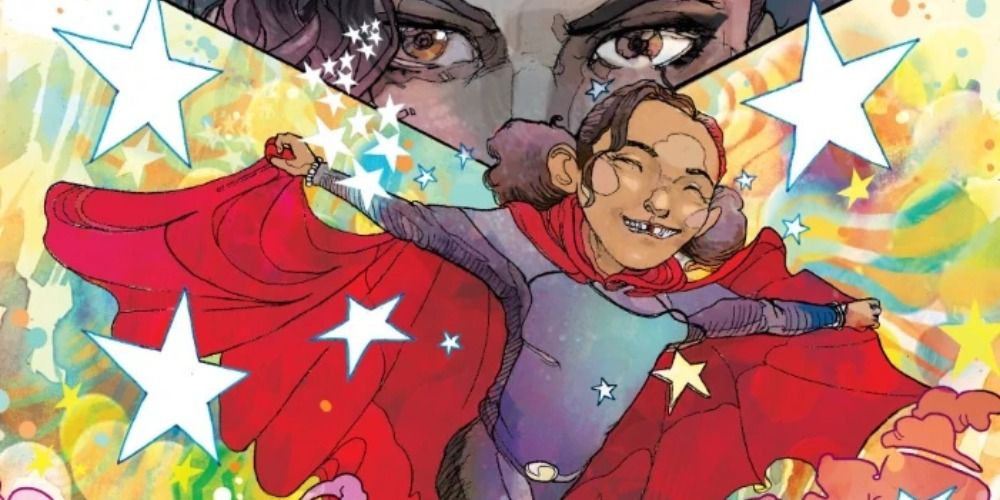 An image of America Chavez running with a cape in the Marvel comics