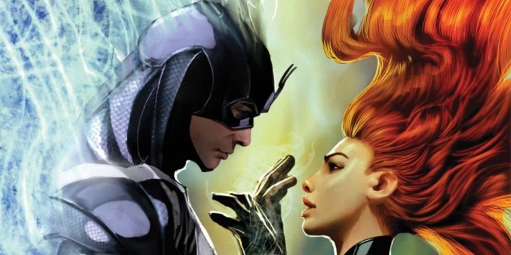 An image of Black Bolt and Medusa looking at one another in the Marvel comics