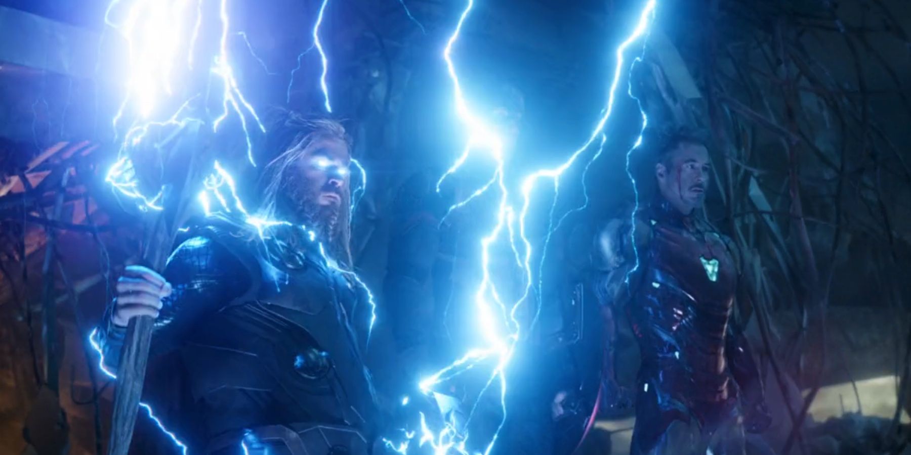 Avengers 4 Endgame Thor Lightning Wielding Mjolnir and Stormbreaker