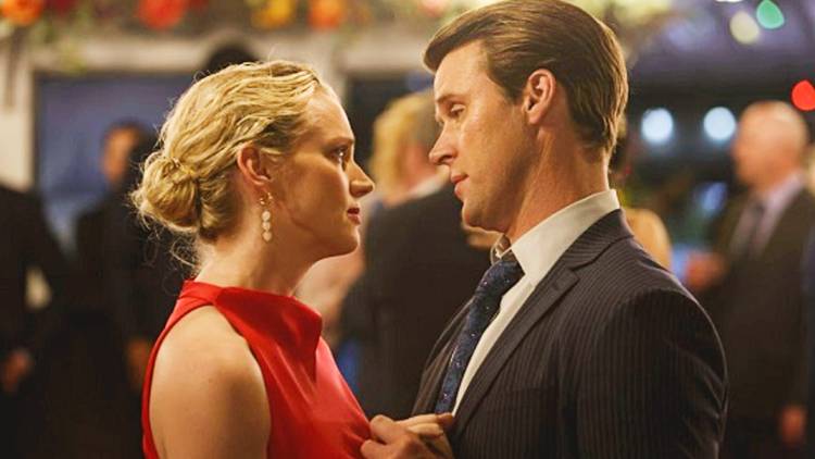 Brett and Casey dancing wearing formal attire in Chicago Fire
