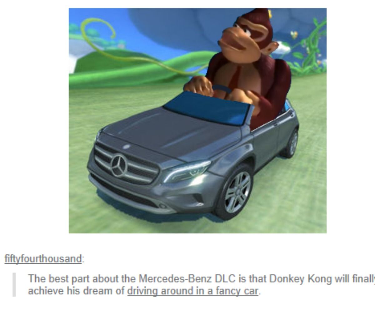 Donkey Kong meme in fancy car