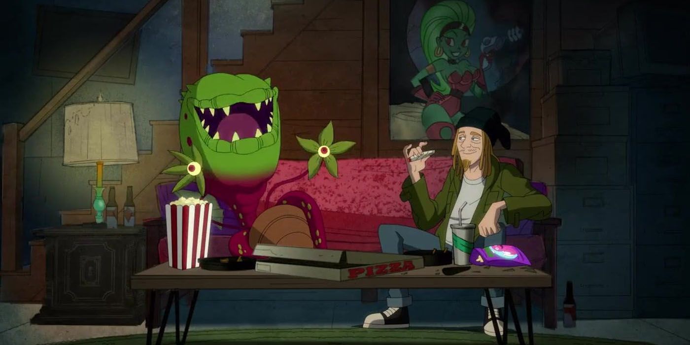 Frank the plant and Chaz from the Harley Quinn animated series
