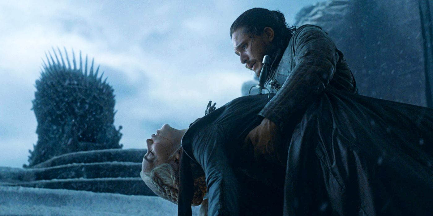 Dying Daenerys and Shocked Jon Snow in the Finale of Game Of Thrones