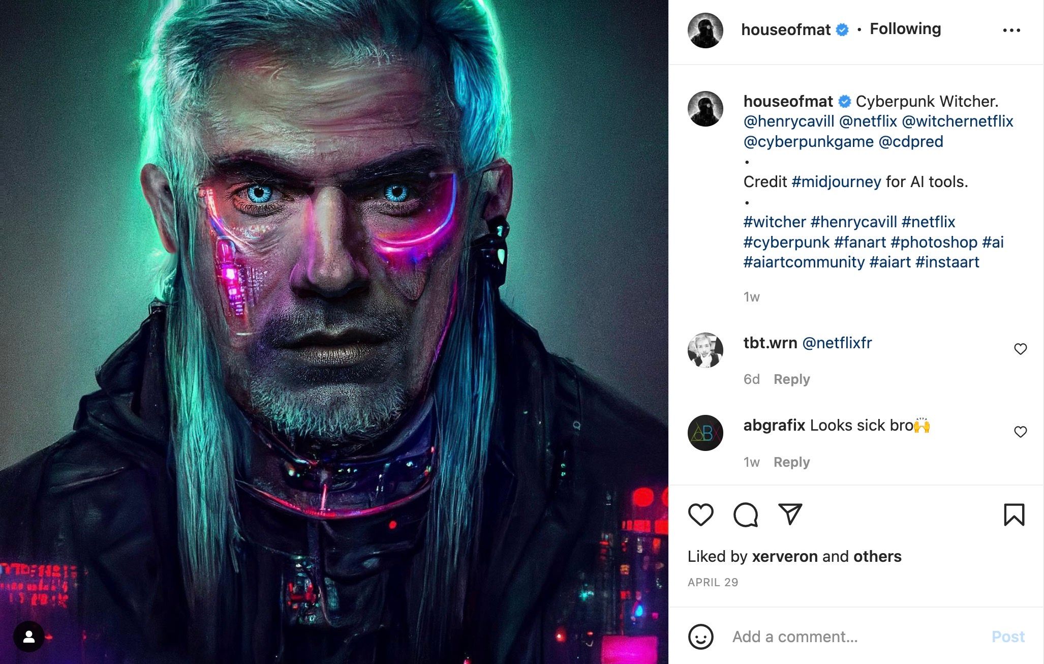 Geralt Witcher Cyberpunk Fan art