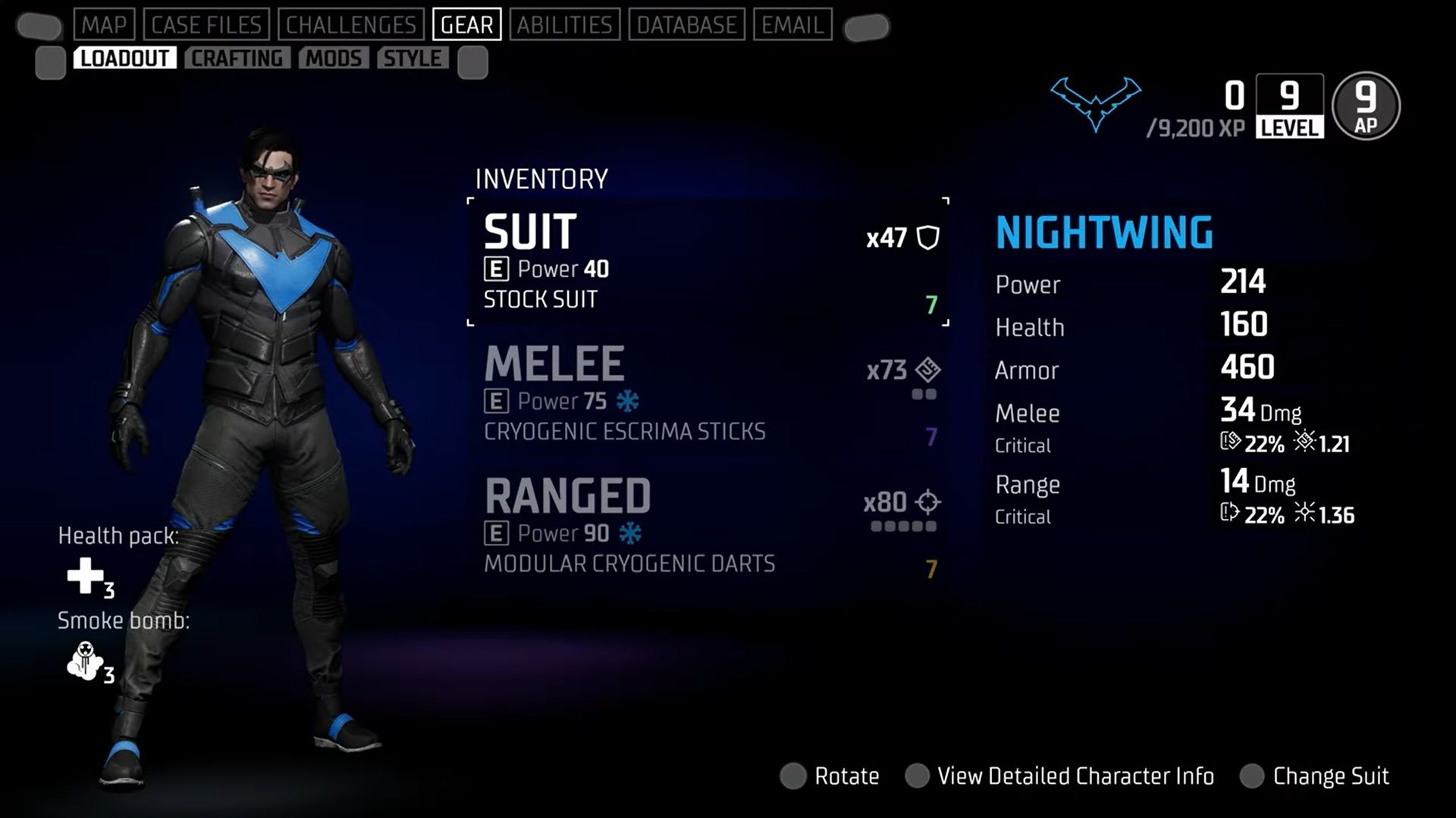 Gotham Knights Suit Customization Screen