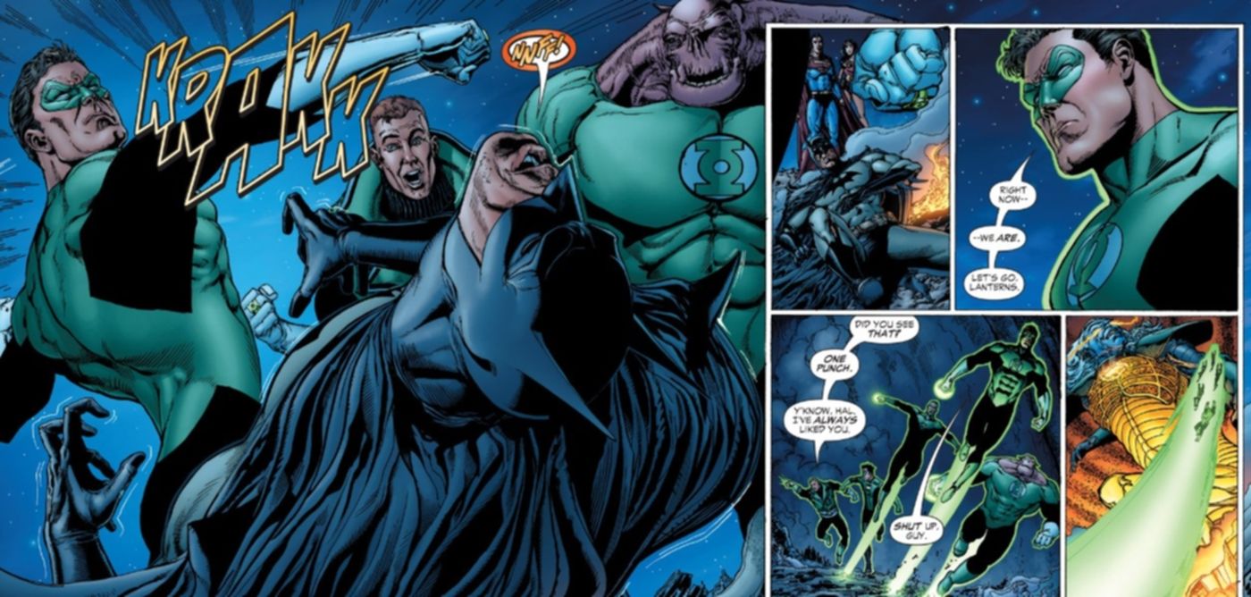 Green Lantern Hal Jordan Punches Batman DC Comics