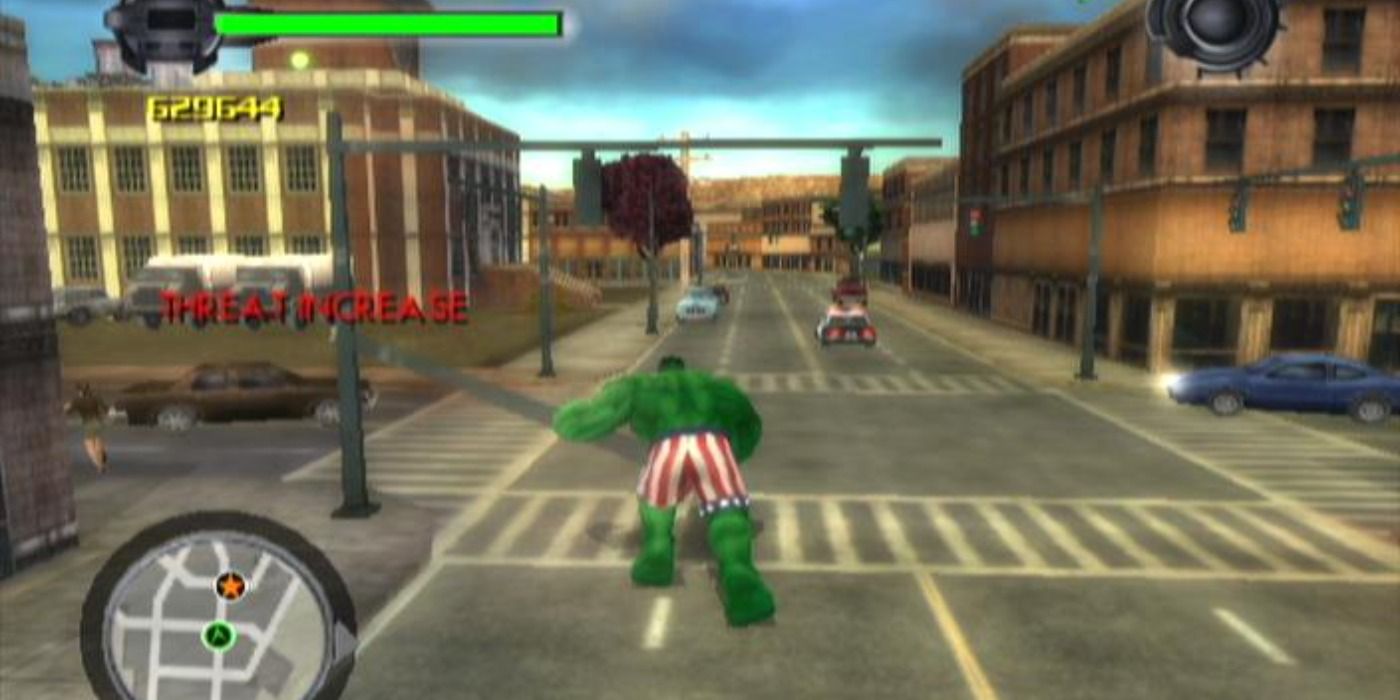 Hulk in American flag shorts in Hulk Ultimate Destruction