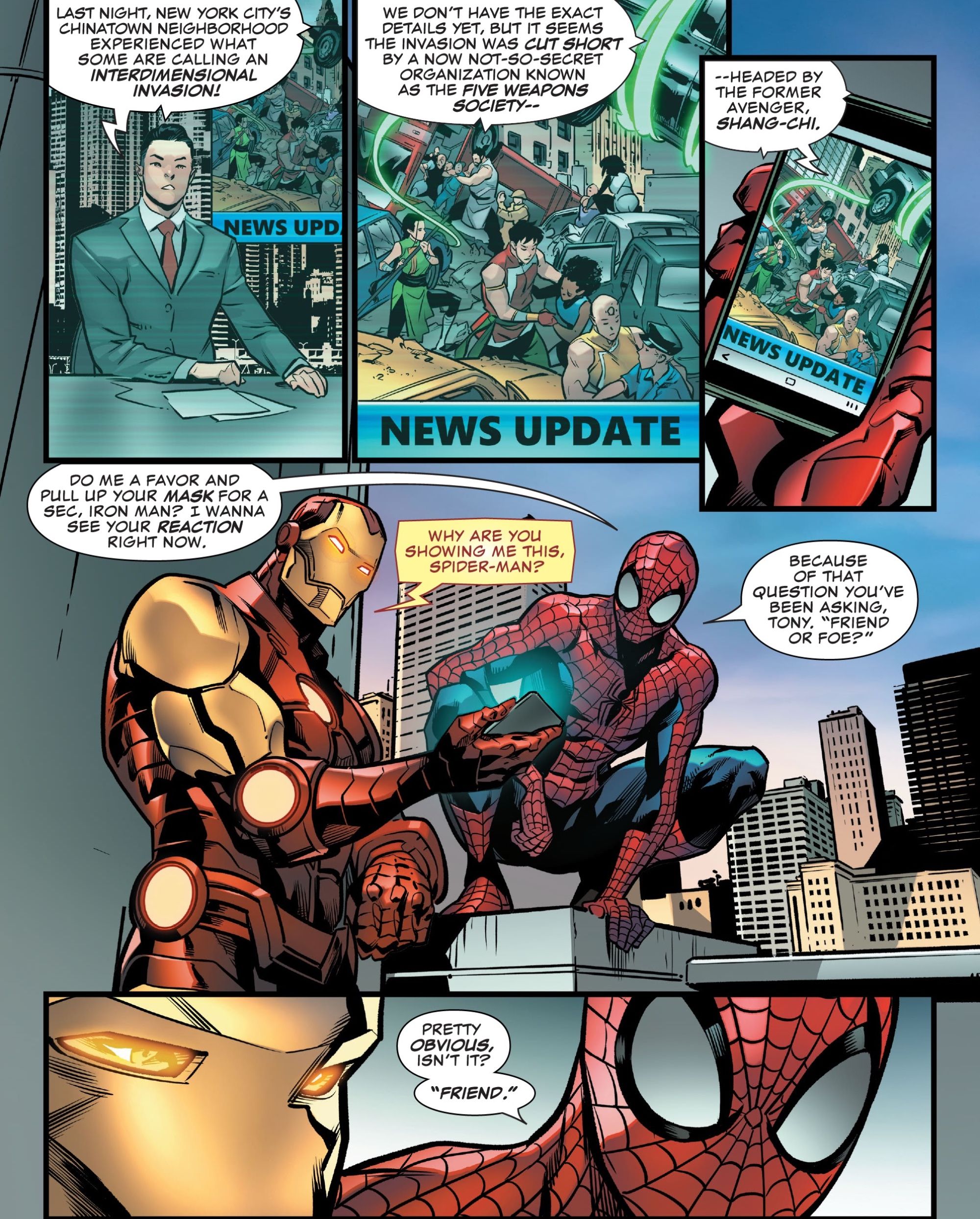 Iron Man and Spider Man Discuss Shang Chi