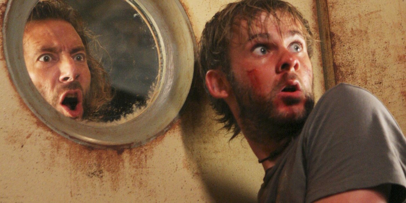Charlie e Desmond spaventati in Lost