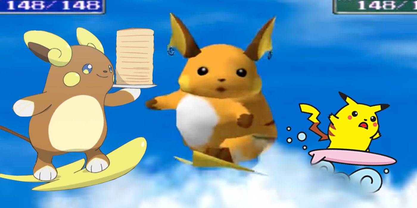 Pokemon Surfing Alolan Raichu And Pikachu