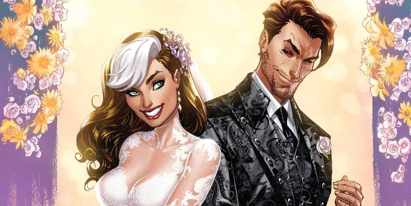 Comic book art: Rogue & Gambit's Wedding from X-Men Gold #30.