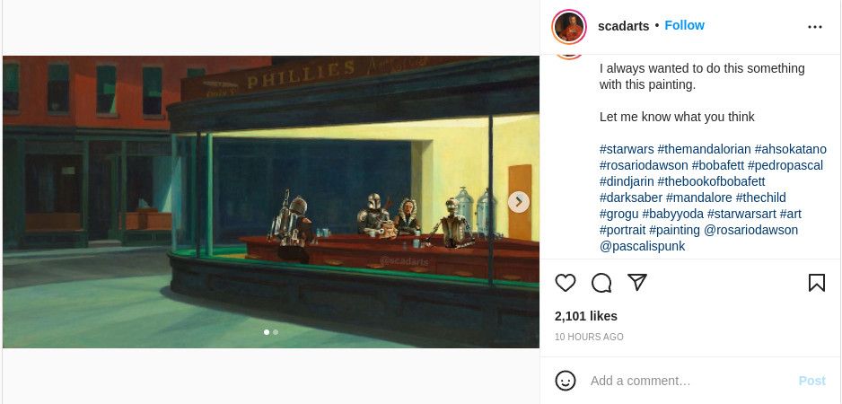 Scadarts Star Wars Mandalorian Edward Hopper fan art