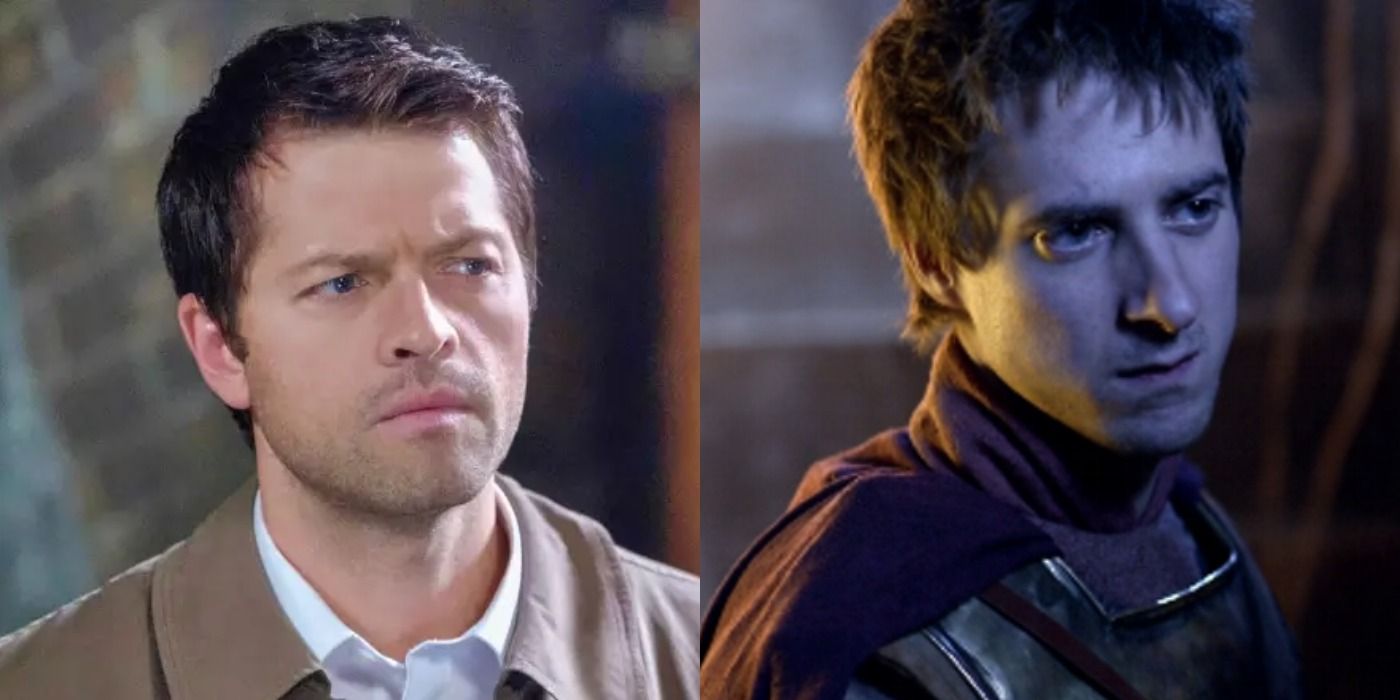 Split images of Castiel in Supernatural and Rory Williams in Doctor Who