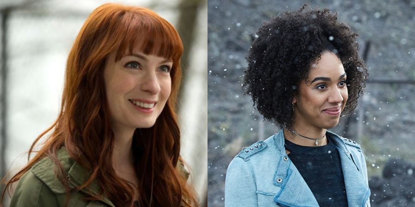 Split images of Charlie Bradbury in Supernatural and Bill Potts in Doctor Who