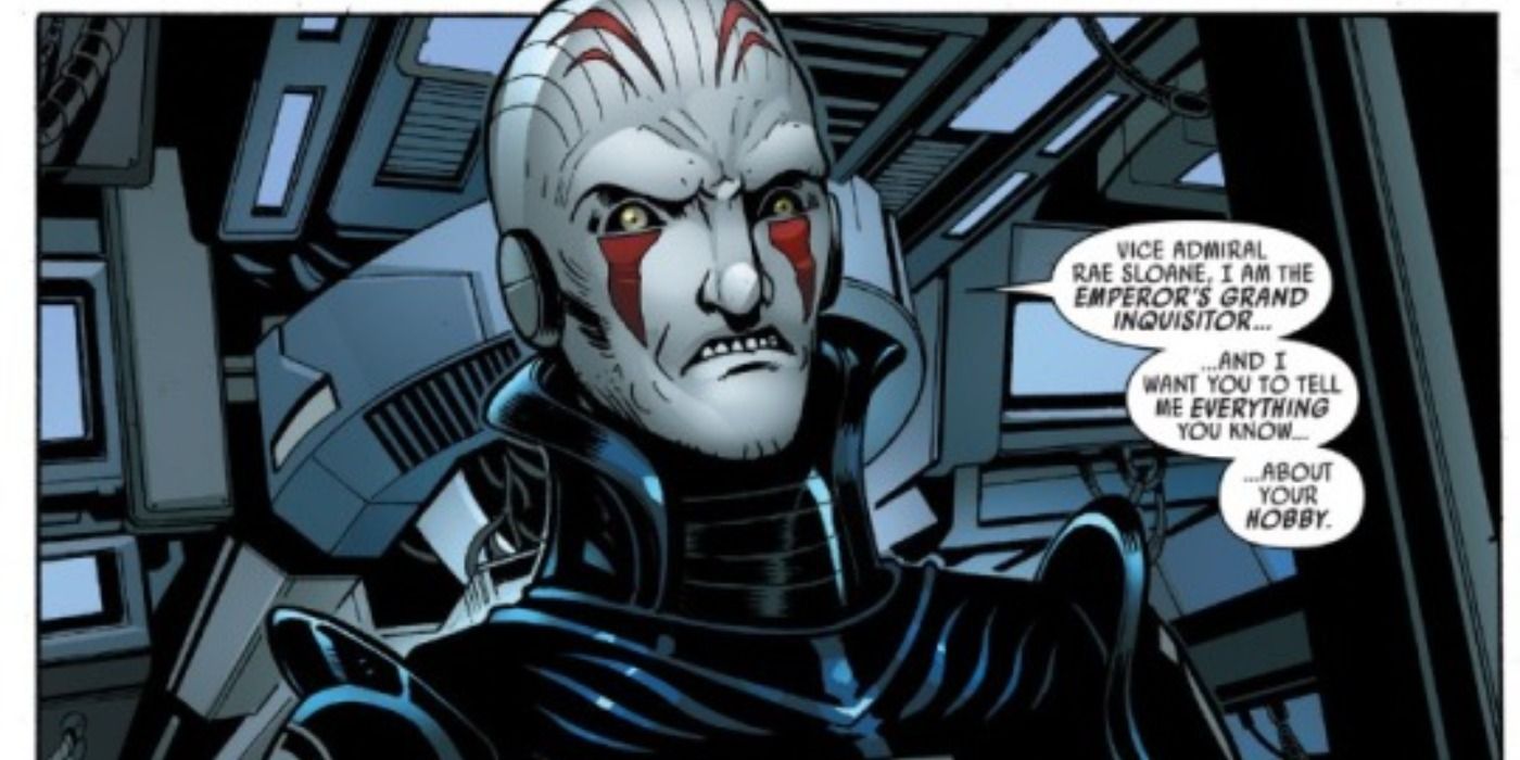 The Grand Inquisitor questions Rae Sloane on what she knows about Kanan in the Kanan comic