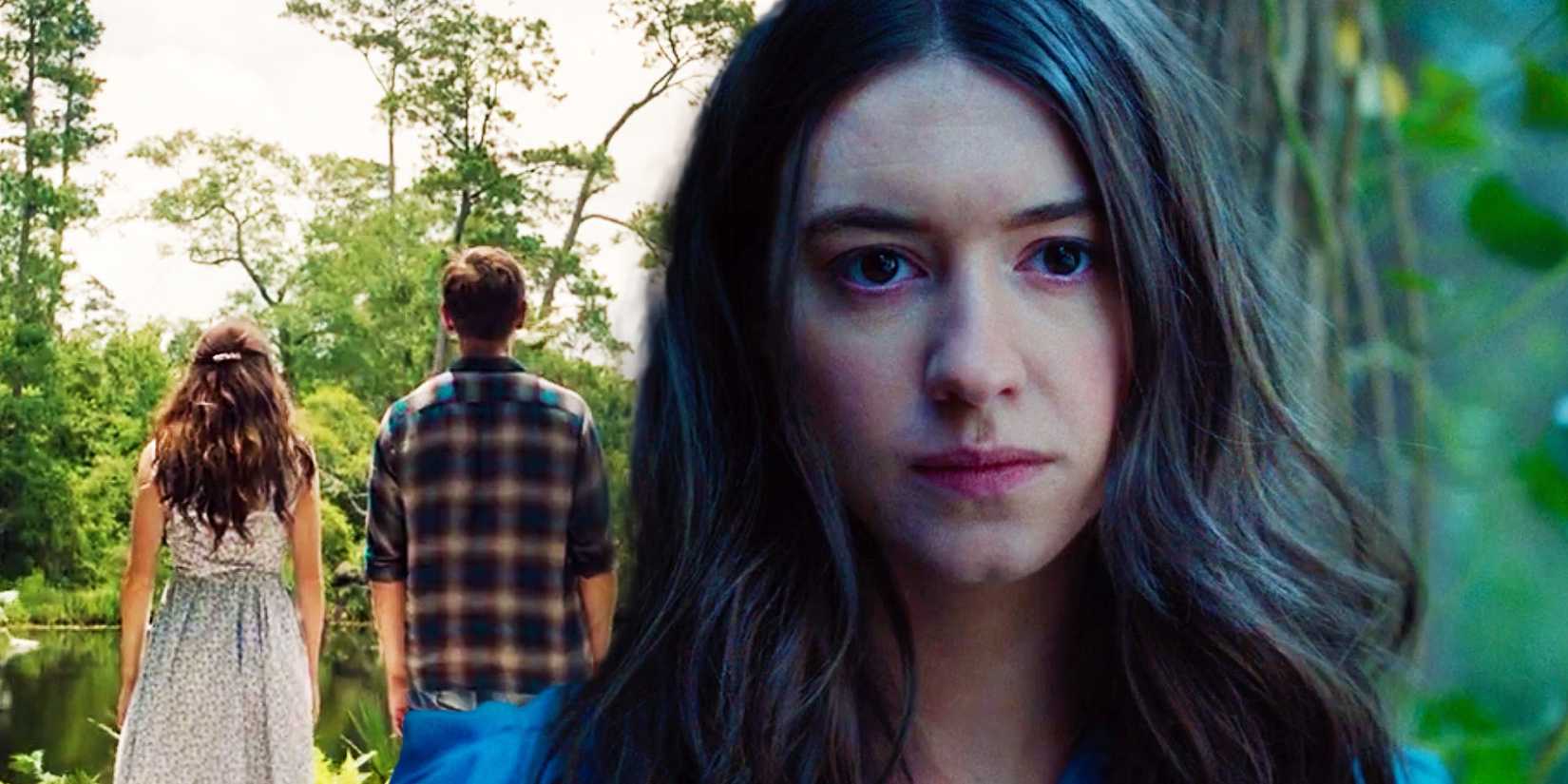 A closeup image of Kya from Where The Crawdads Sing and two people in the background