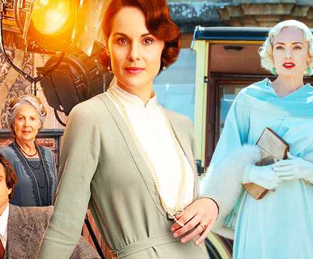 Смешанное изображение, на котором изображены персонажи "Динтон Эбей" вместе с голливудскими гостями в "Динтон Эбей: Новая эра"