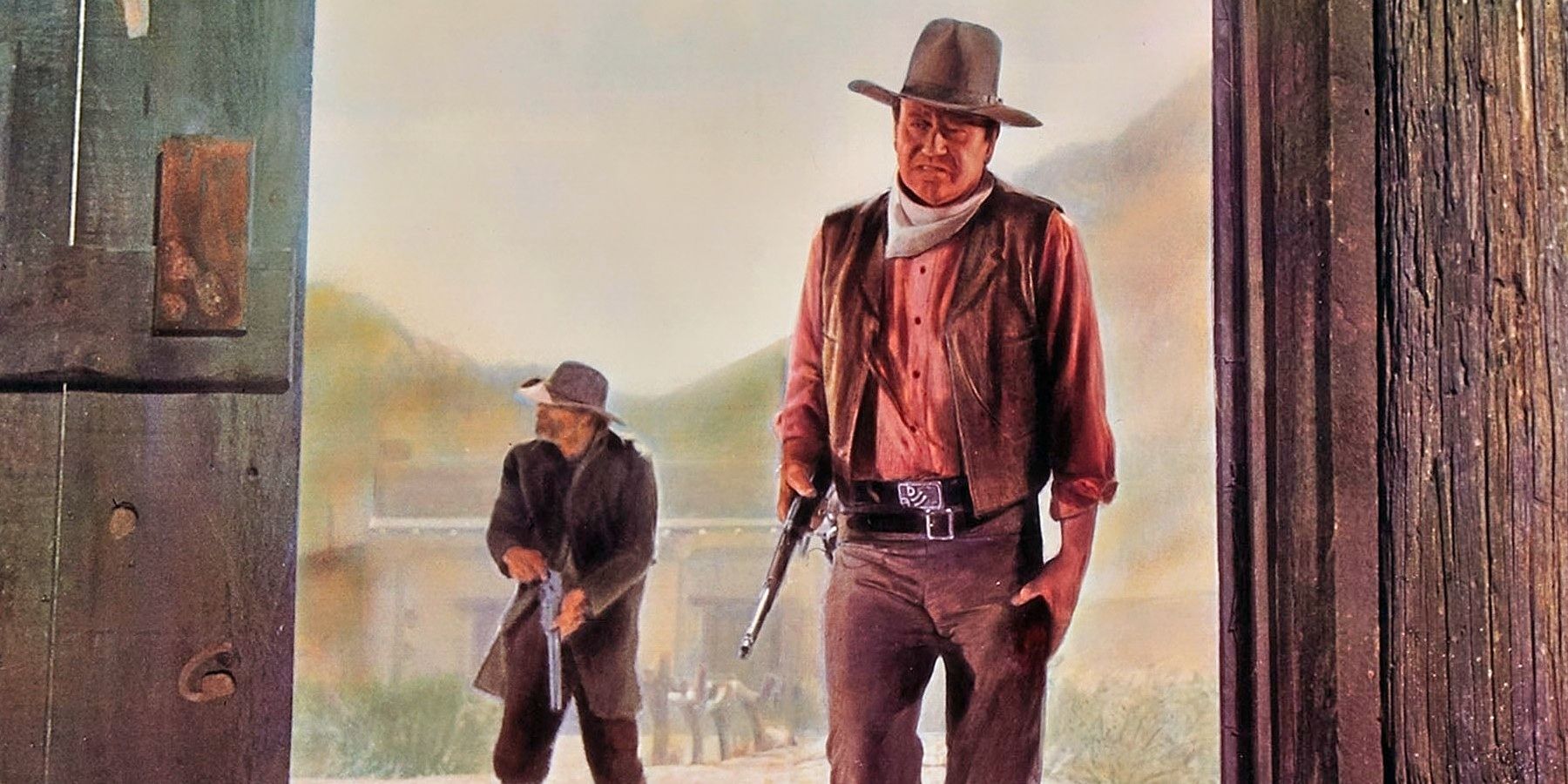 John Wayne walking up to a doorway in Rio Lobo