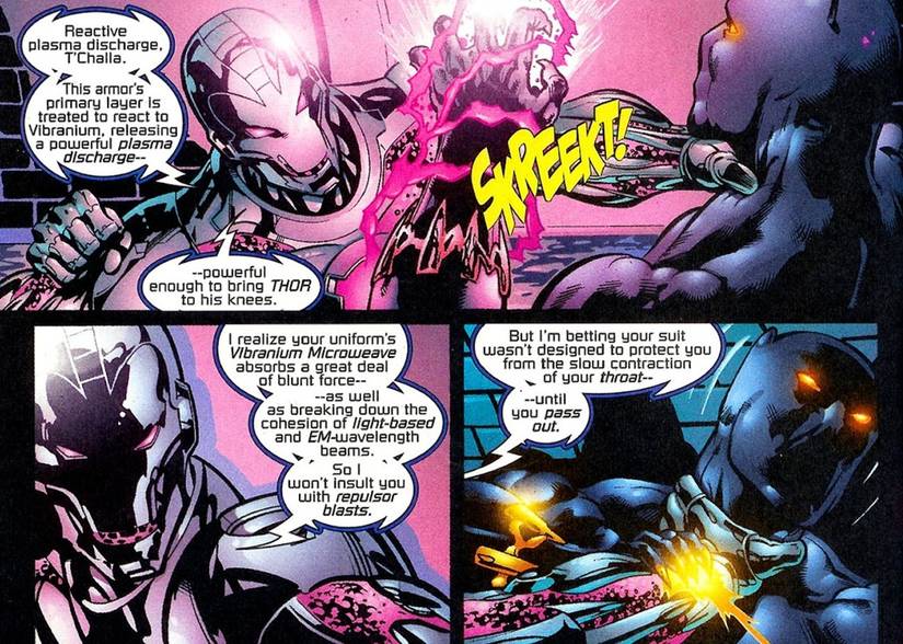 Iron man vs black panther vibranium comics tony stark armor