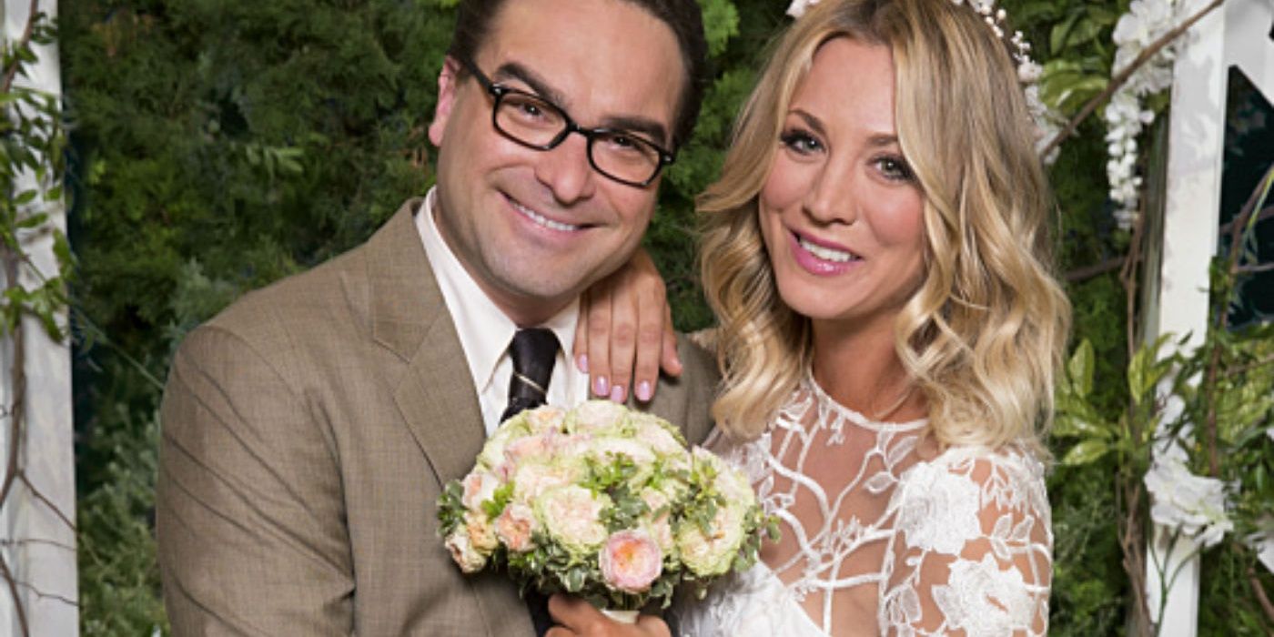 Leonard and Penny at their wedding in The Big Bang Theory Cropped