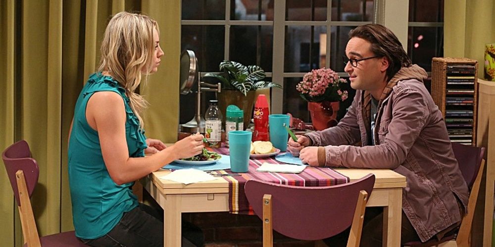 Leonard and Penny having dinner in The Big Bang Theory Cropped 1