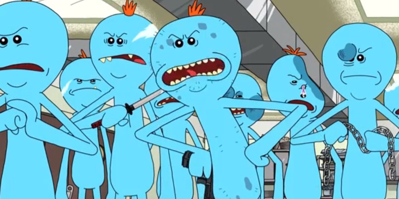Mister Meeseeks look angry in Rick and Morty